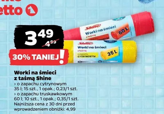 Worki na śmieci z taśmą Shine promocja w Netto