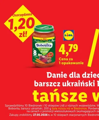 Danie dla dzieci po 8 m-cu barszcz ukraiński BoboVita promocja w Lidl