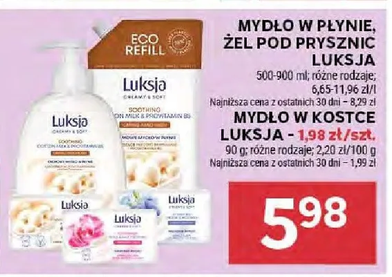 Mydło w płynie, żel pod prysznic Luksja promocja w Stokrotka