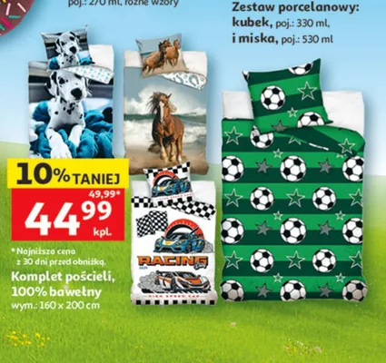 Komplet pościeli 100% bawełny wym.: 160x200cm promocja w Auchan