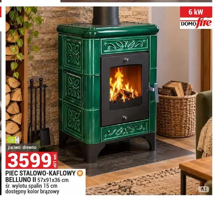 Piec stalowo-kaflowy Belluno Ii Domofire promocja w Merkury Market