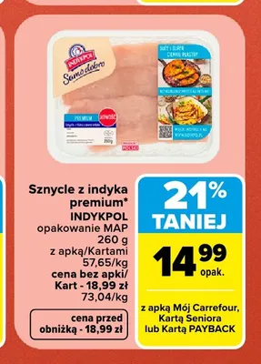 Sznycle z indyka premium Indykpol promocja w Carrefour