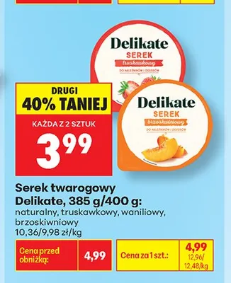 Serek twarogowy Delikate truskawkowy promocja w Biedronka
