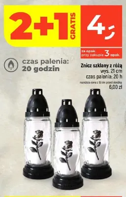 Znicz szklany z różą promocja w Dealz