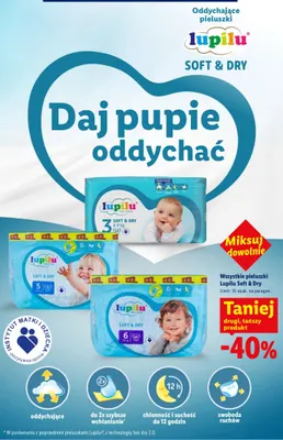 Pieluszki Lupilu Soft & Dry promocja w Lidl