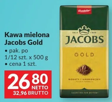 Kawa mielona Jacobs Gold promocja w Makro