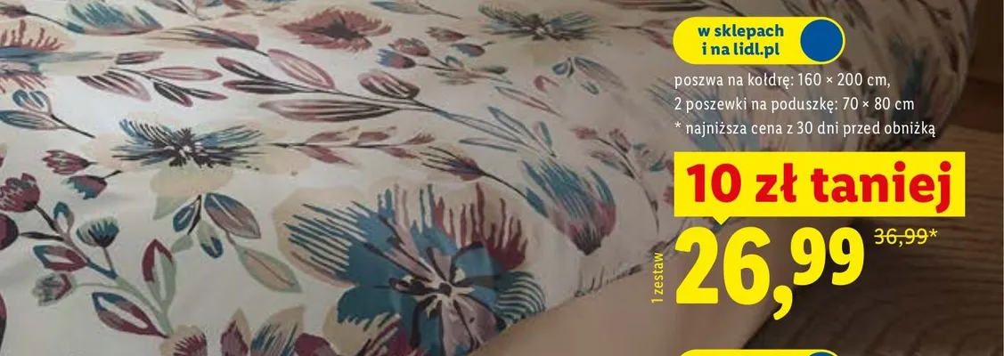 Pościel z mikrowłókna satynowego 160x200 cm + 2x 70x80 cm promocja w Lidl
