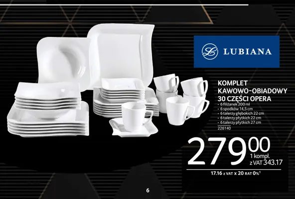 Komplet kawowo-obiadowy 30 części Opera Lubiana promocja w Selgros