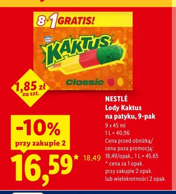 Lody Kaktus na patyku Nestlé 9-pak promocja w Lidl