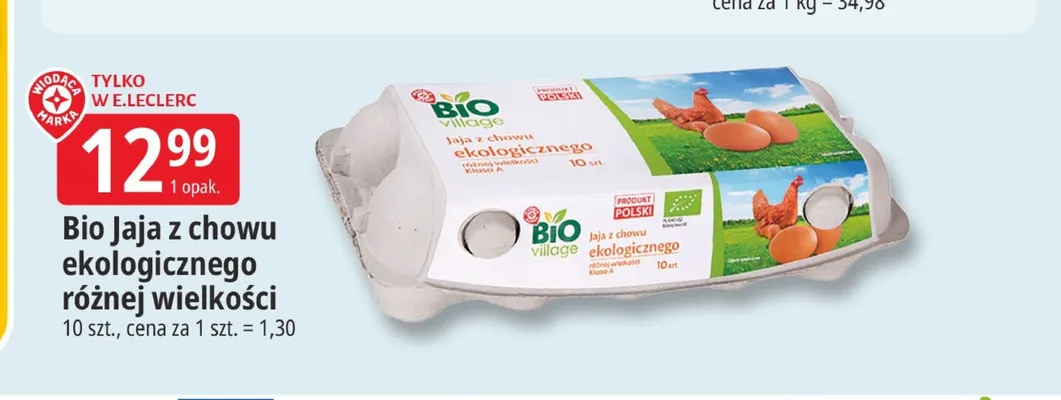 Bio Jaja z chowu ekologicznego Bio Village promocja w Leclerc