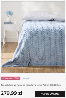 Jednokolorowa futrzana narzuta na łóżko Astridi 180x200 cm Home & You promocja w home&you