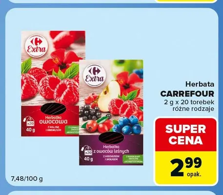 Herbata Carrefour z owoców leśnych z hibiskusem i jabłkiem promocja w Carrefour Market