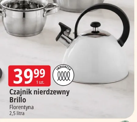 Czajnik nierdzewny Brillo Florentyna 2,5 litra promocja w Leclerc