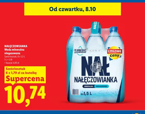 Woda mineralna niegazowana 6-pak Nałęczowianka promocja w Lidl