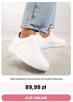 Białe sneakersy sznurowane na grubej podeszwie Reneé promocja w Renee