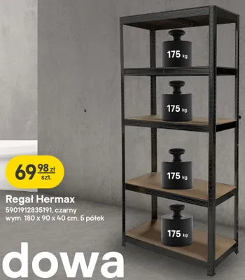 Regał metalowy Hermax czarny promocja w Castorama