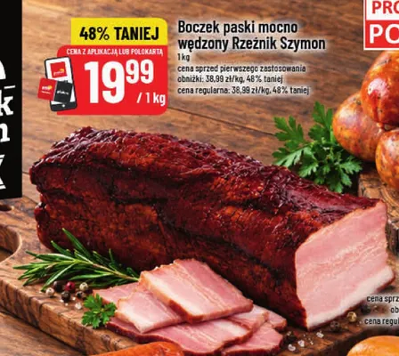 Boczek paski mocno wędzony Rzeźnik Szymon promocja w POLOmarket