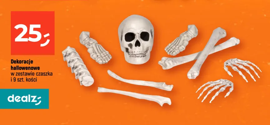 Dekoracje halloweenowe w zestawie czaszka i 9 szt. kości promocja w Dealz
