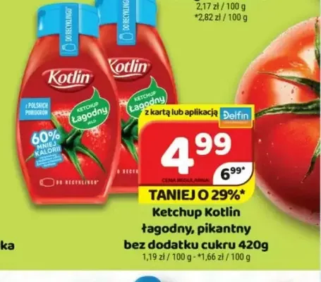 Ketchup Kotlin łagodny bez dodatku cukru promocja w Delfin