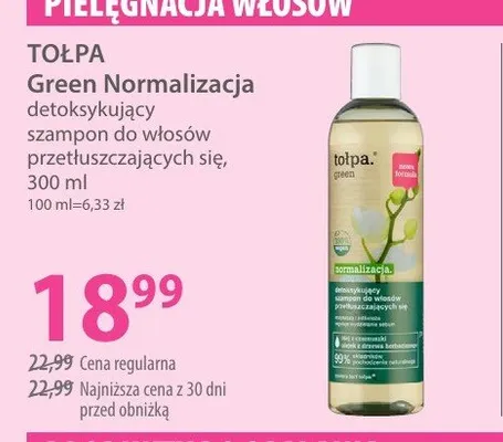 Szampon do włosów przetłuszczających się TOŁPA Green Normalizacja detoksykujący promocja w Hebe