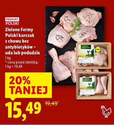 Zielone Fermy Polski kurczak z chowu bez antybiotyków - uda lub podudzia promocja w Lidl