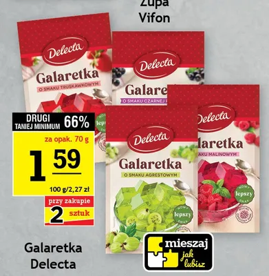 Galaretka o smaku malinowym Delecta promocja w Gram Market