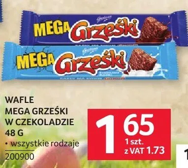 Wafle Mega Grzeski w czekoladzie 48 g promocja w Selgros
