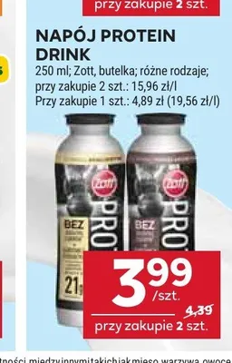 Napój Protein Drink Zott promocja w Stokrotka