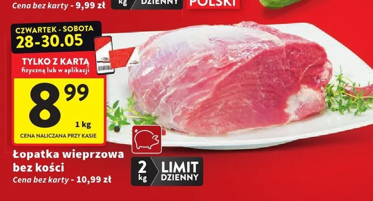 Łopatka wieprzowa bez kości promocja w Intermarche