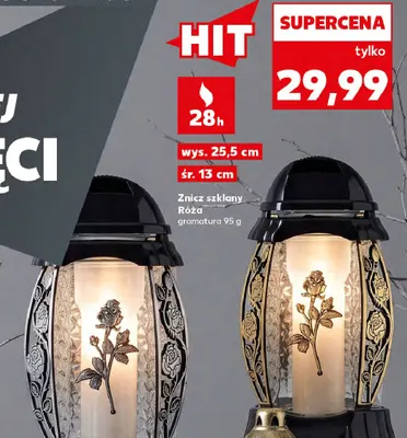 Znicz szklany Róża promocja w Kaufland