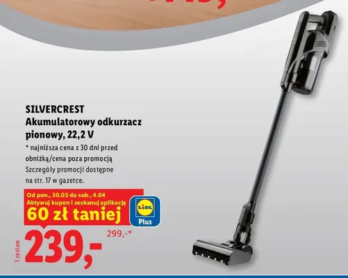 Akumulatorowy odkurzacz pionowy, 22,2 V Silvercrest promocja w Lidl