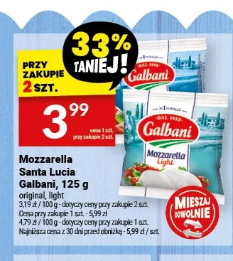 Mozzarella Santa Lucia Galbani promocja w Twój Market