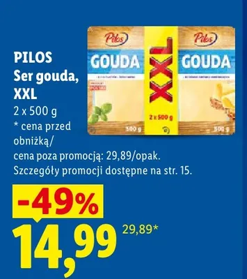 Ser Gouda XXL Pilos 2-pak 500 g promocja w Lidl