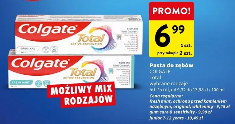 Pasta do zębów Colgate Total promocja w Intermarche