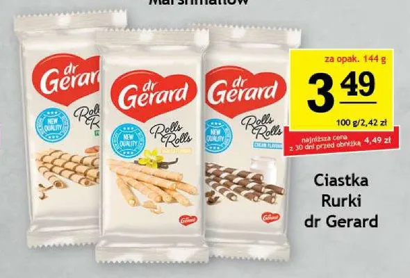 Ciastka rurki dr Gerard Rolls Rolls o smaku śmietankowym promocja w Gram Market