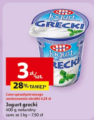 Jogurt grecki naturalny Mlekovita promocja w Auchan
