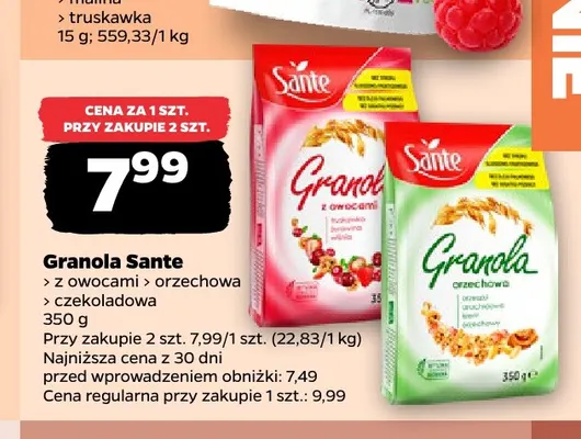 Granola orzechowa Sante promocja w Netto