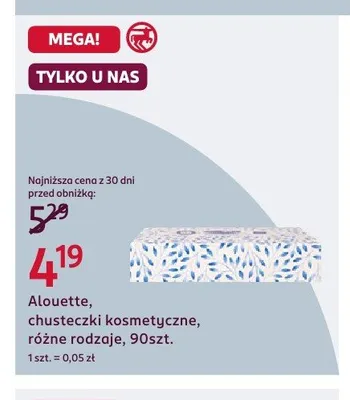 Chusteczki kosmetyczne Alouette 90-pak promocja w Rossmann