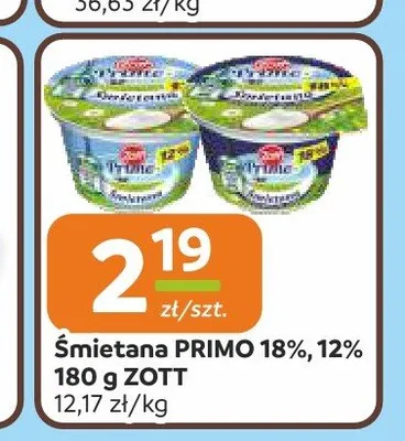 Śmietana Primo 12% Zott promocja w Społem Częstochowa