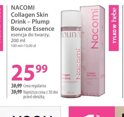 Collagen Skin Drink - Plump Bounce Essence esencja do twarzy Nacomi promocja w Hebe
