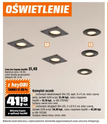 Komplet oczek ruchomych kwadratowych Olin LED promocja w OBI