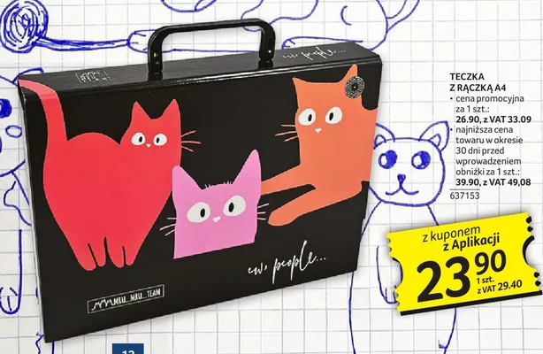 Teczka z rączką A4 Miau Mau Team promocja w Selgros