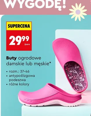 Buty ogrodowe damskie lub męskie promocja w Biedronka