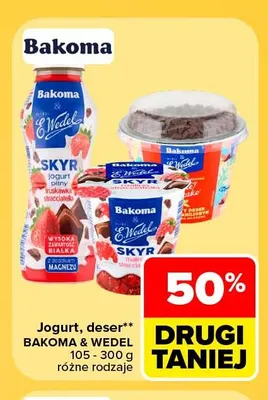 Jogurt, deser Bakoma & Wedel promocja w Carrefour
