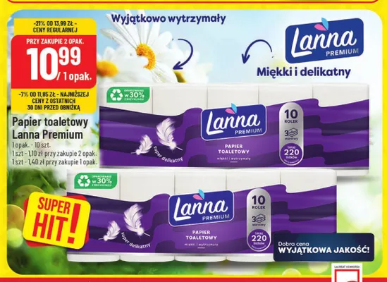 Papier toaletowy Lanna Premium 10-pak promocja w POLOmarket