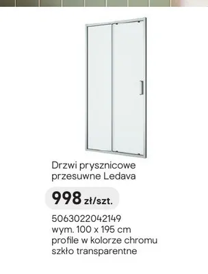 Drzwi prysznicowe przesuwne Ledava promocja w Castorama