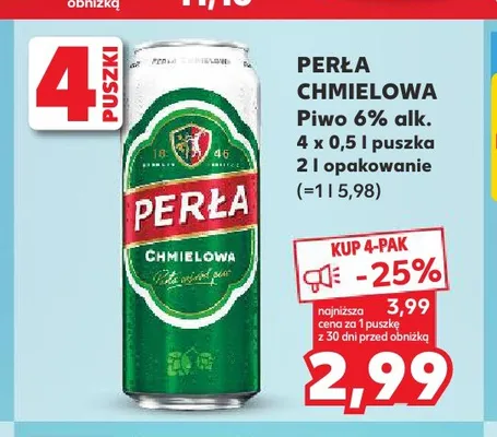 Piwo Perła Chmielowa 4-pak 500 ml promocja w Kaufland