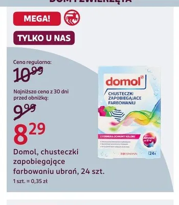 Chusteczki zapobiegające farbowaniu ubrań Domol promocja w Rossmann