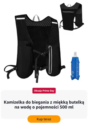 Kamizelka do biegania z miękką butelką na wodę o pojemności 500 ml promocja w Amazon