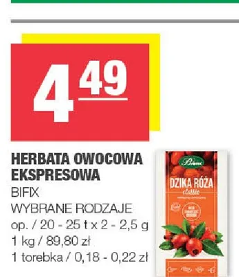 Herbata owocowa ekspresowa Bifix promocja w SPAR